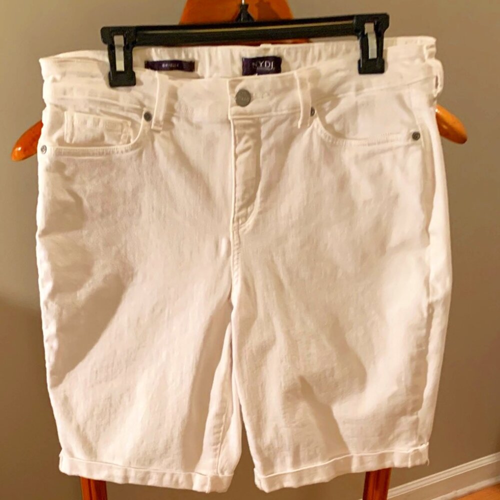 NYDJ Briella white denim shorts